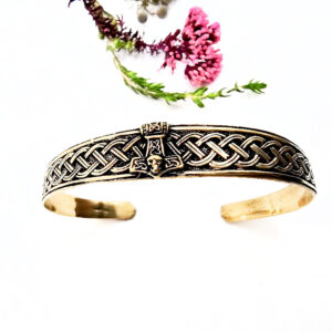 Thor's Hammer Viking Knotwork Bangle (Brass)