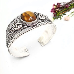 Tigers Eye Oracle Bangle (W/Brass)