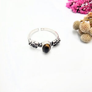 Hello Indigo Halo Online Store Toe Ring – Elephant Tigers Eye (White Brass)