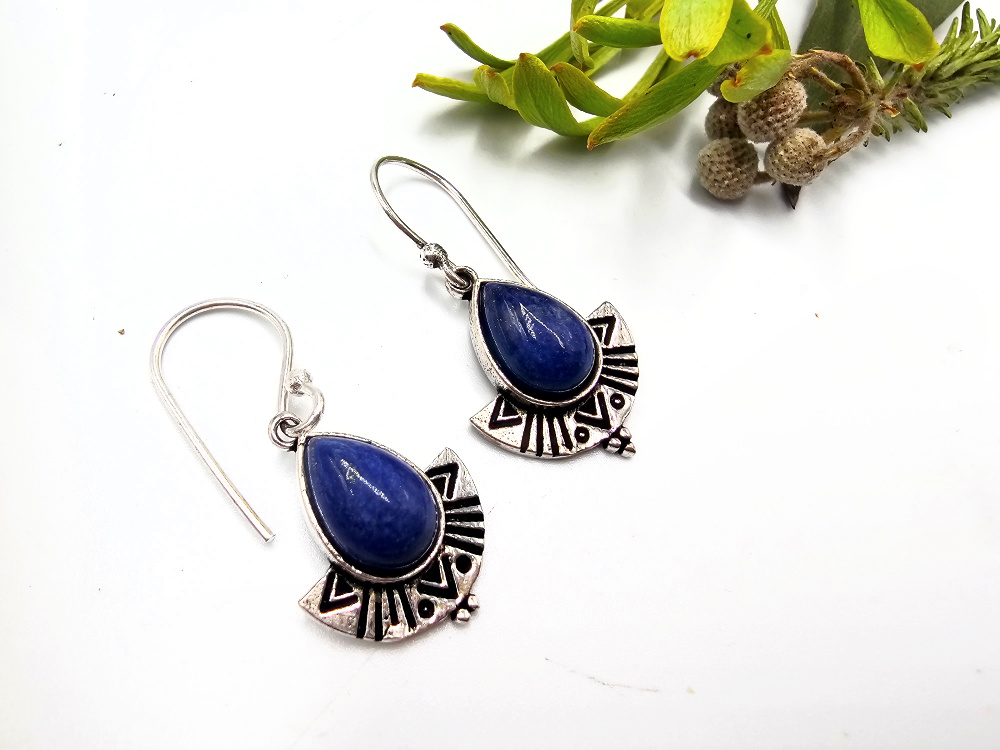 Tribal Earrings Lapis Lazuli (W/Brass) Tribal Earrings Lapis Lazuli