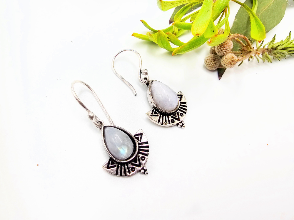 Tribal Earrings Moonstone (W/Brass) Tribal Earrings Moonstone