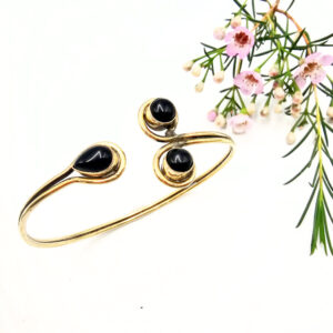Trinity Orbit Bangle Black Onyx (Brass)