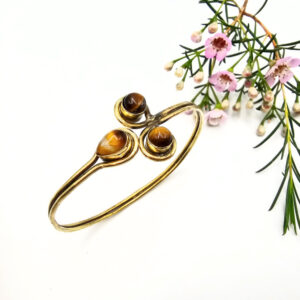 Trinity Orbit Bangle Tigers Eye (Brass)