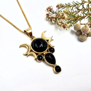 Triple Moon Necklace black Onyx