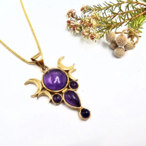 Triple Moon Necklace Amethyst