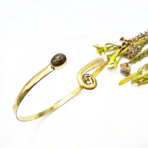 Whispering Spiral Upper Arm Bangle Labradorite (Brass)