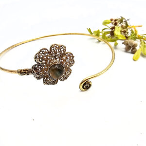Wildflower Upper Arm Bangle – Labradorite (Brass)