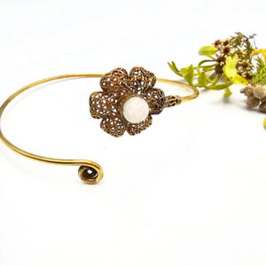 Wildflower Uppere Arm Bangle - Moonstone (Brass)