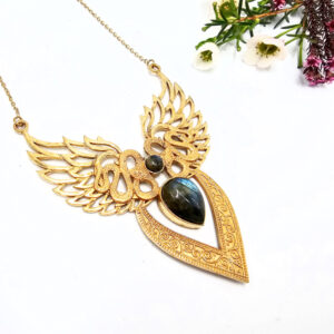 Wings of Medusa Labradorite Necklace (Brass)