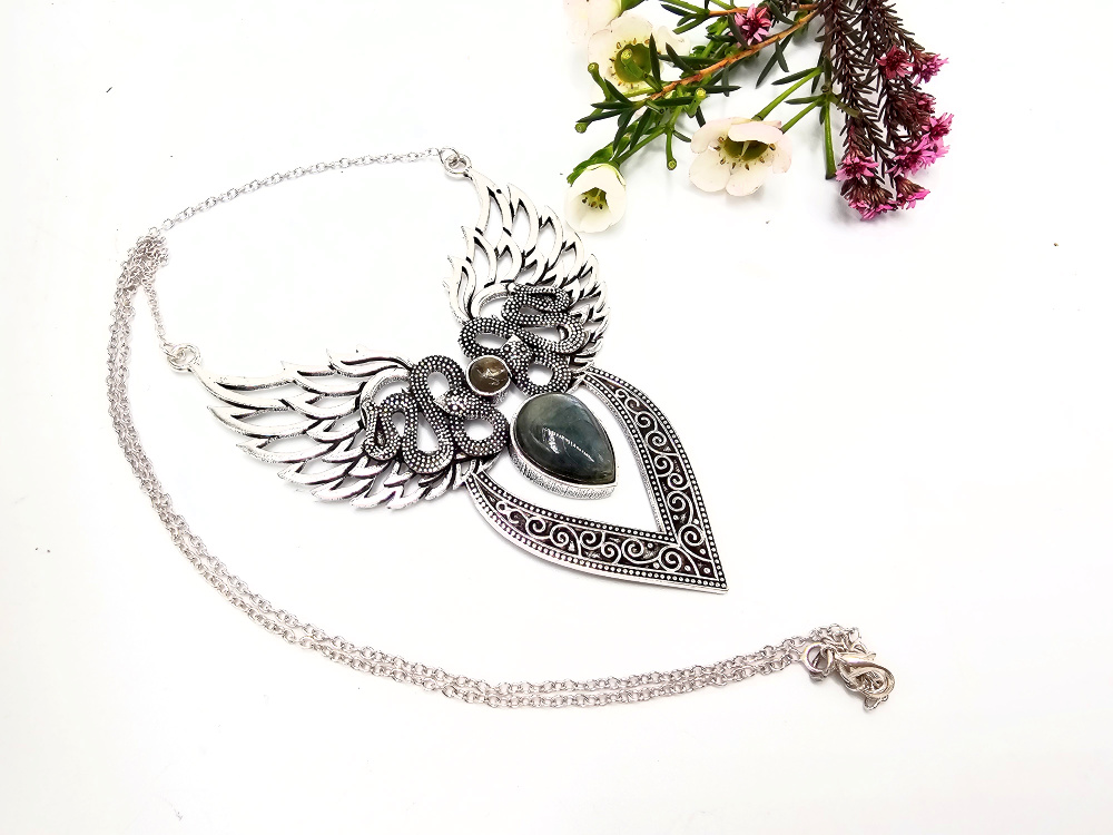 Wings of Medusa Labradorite Necklace (W/Brass) Wings of Medusa Labradorite Necklace (W/Brass) - Image 2