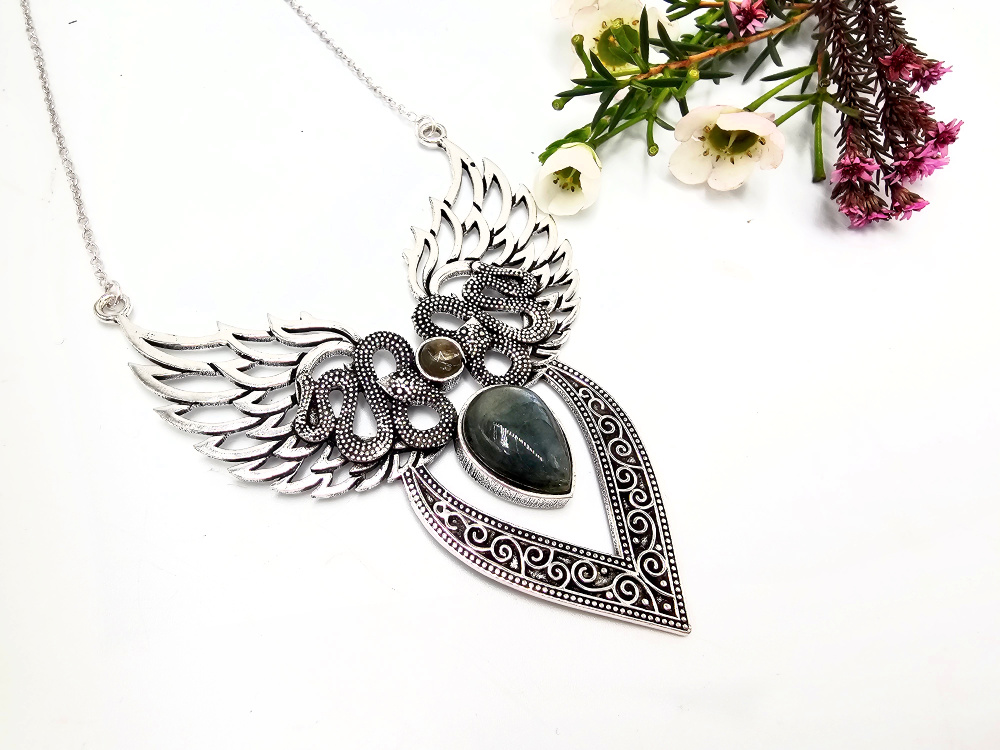 Wings of Medusa Labradorite Necklace (W/Brass) Wings of Medusa Labradorite Necklace