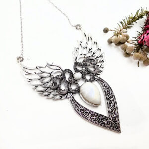 Wings of Medusa Moonstone Necklace (W/Brass)