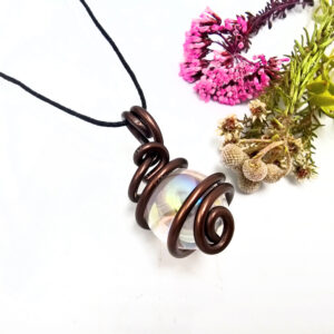 Aura Quartz Wire Wrap Necklace (Aluminium)