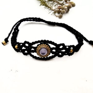 Macrame Bracelet Black - Soulweaver (Amethyst)