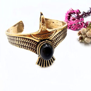 Eagle Bangle – Black Obsidian (Brass)