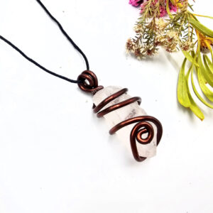 Clear Quartz Rough Point Aluminium Wrap Necklace