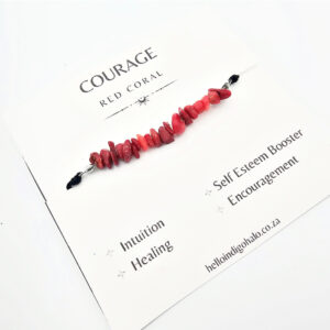 Red Coral Stone Chip Bangle (Courage)