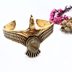 Eagle Bangle – Labradorite (Brass)