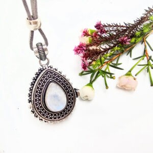 Rainbow Moonstone Teardrop Locket (Opens)