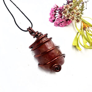 Pink Aventurine Copper Wrap Necklace