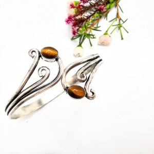 Double Swirl Tigers Eye Bangle (W/Brass)