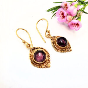 Hello Indigo Halo Online Store Amethyst New Age Earring (Brass)