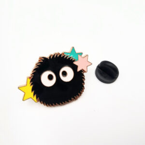 Black Fluff Stars Pin Badge