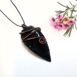 Black Obsidian Aluminum Wrap Necklace