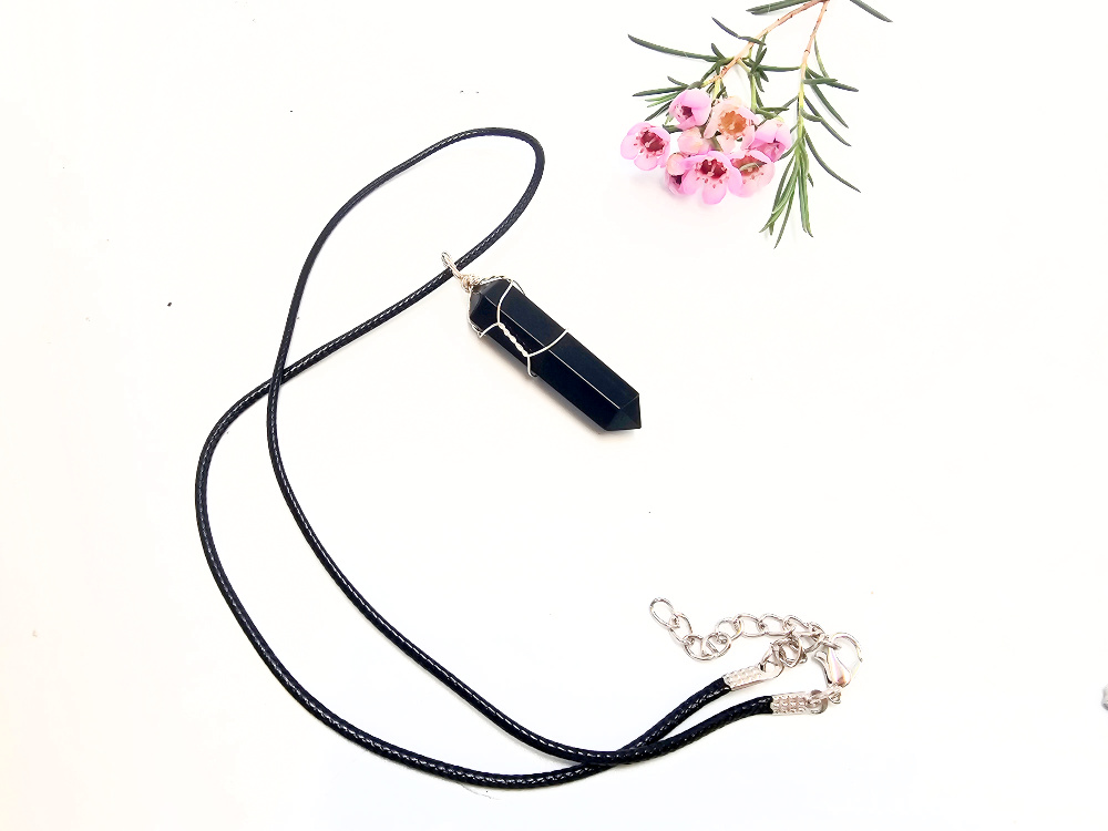 Black Obsidian Point Wrap Necklace Black Obsidian Point Wrap Necklace - Image 2