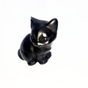 Black Obsidian Sitting Cat Carving (4cm)