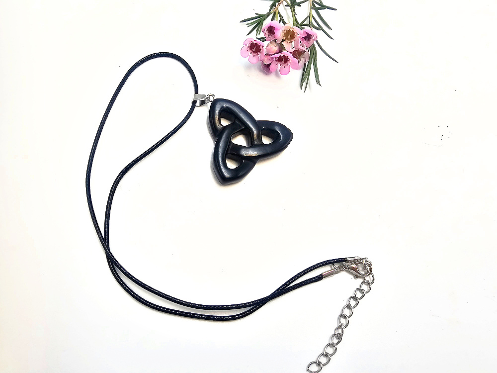 Black Obsidian Triquetra Necklace (4cm) Black Obsidian Triquetra Necklace (4cm) - Image 2