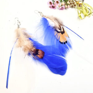 Bohemian Feather Earrings (Blue)