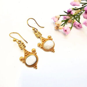Detailed Drop Moonstone Earrings