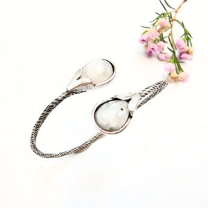 Double Harmony Moonstone Bangle (W/Brass)