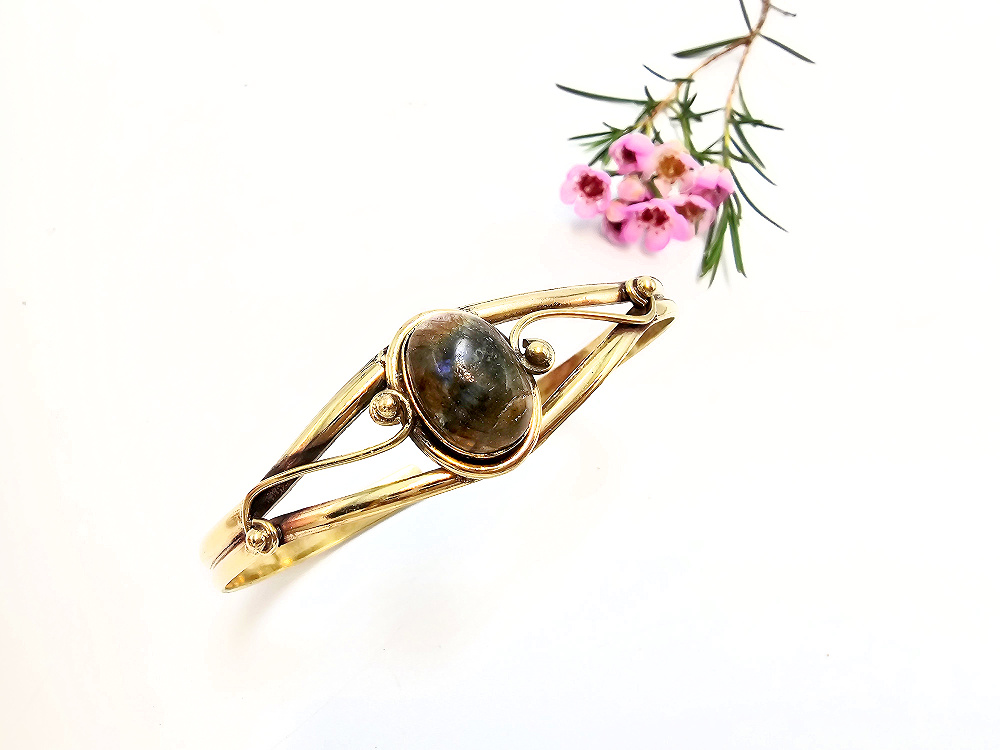 Labradorite Eclipse Bangle (Brass) Labradorite Eclipse Bangle (Brass)