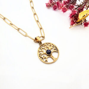 Lapis Lazuli Tree of Life Necklace (Brass)