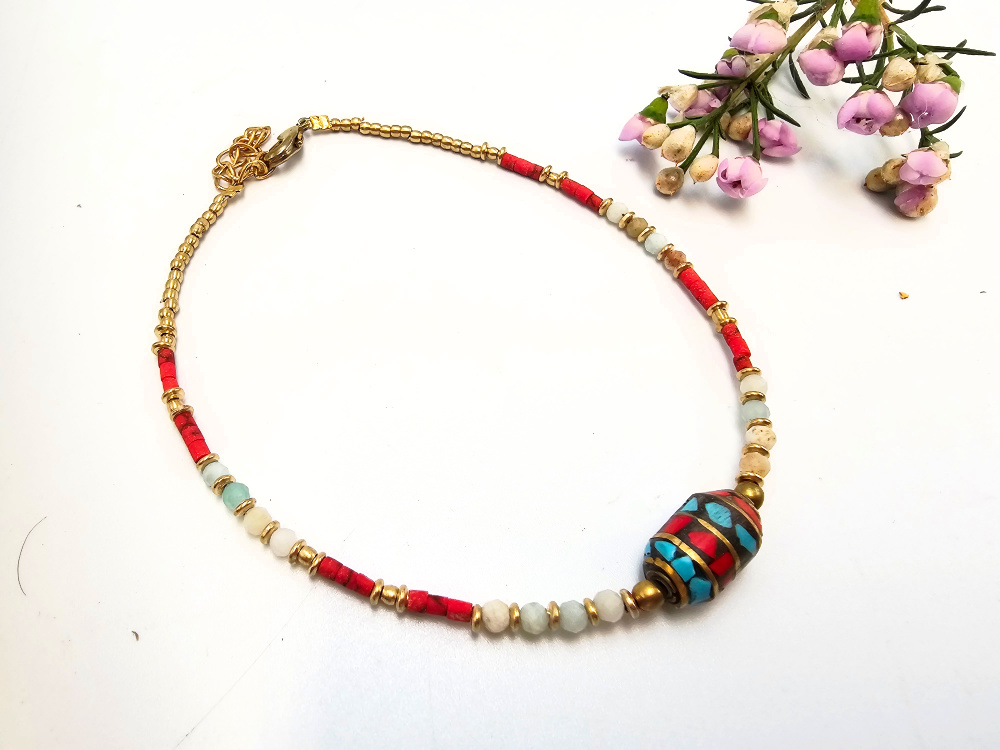 Nepali Ankle Chain Light Red Nepali Ankle Chain Light Red