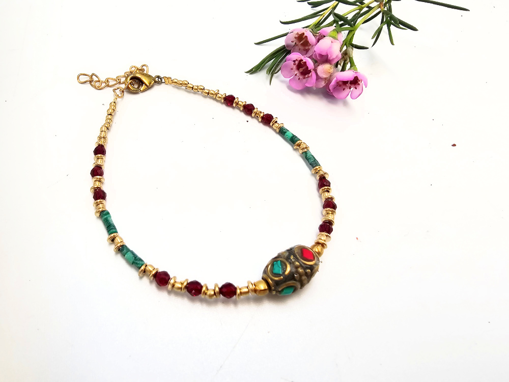 Nepali Bangle - Green & Dark Red Nepali Bangle