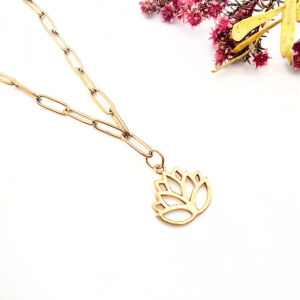 Petite Lotus Necklace (Brass)