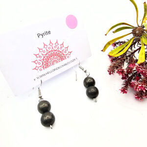 Pyrite Beaded Dangle Earrings