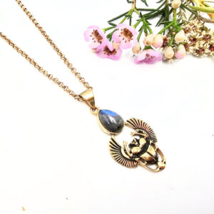 Hello Indigo Halo Online Store Scarab Guardian Labradorite Necklace