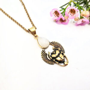 Hello Indigo Halo Online Store Scarab Guardian Moonstone Necklace