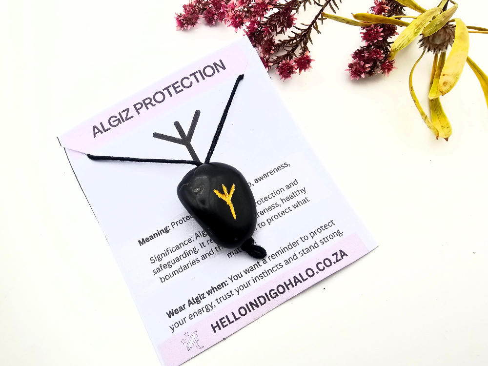 Shungite Rune Necklace - Algiz (Protection) Shungite Rune Necklace - Algiz (Protection)