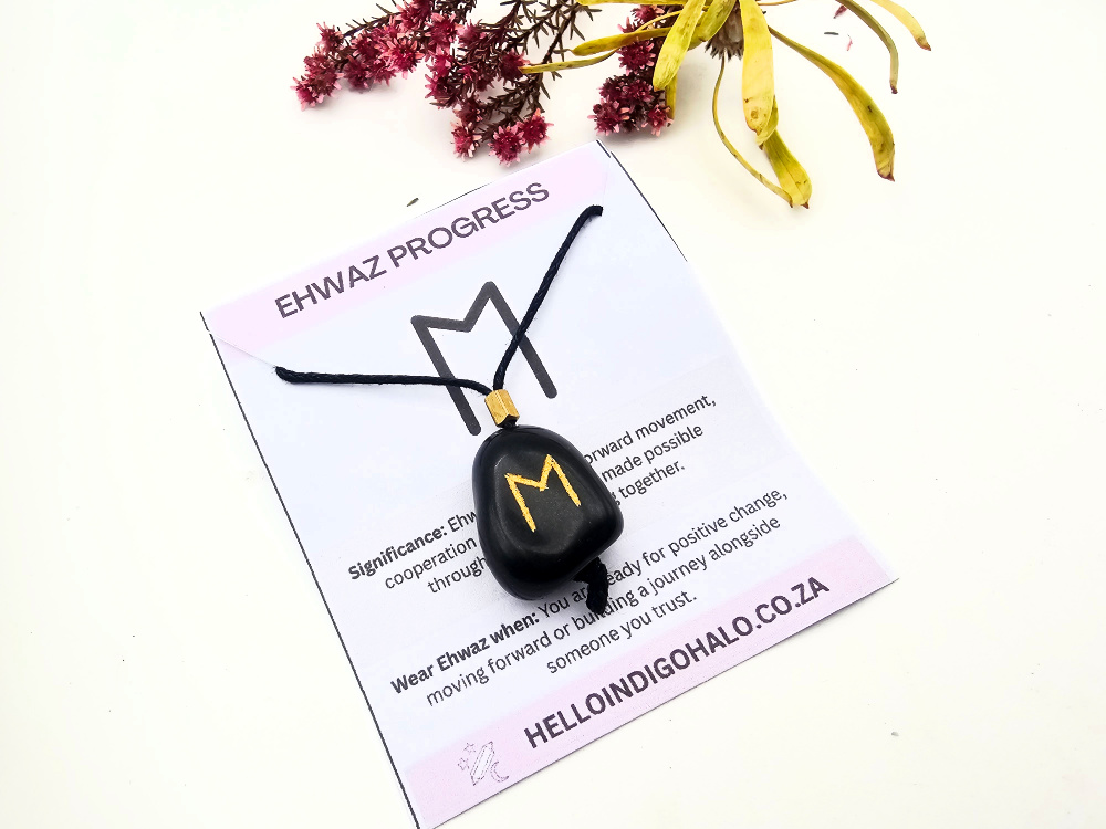 Shungite Rune Necklace – Ewaz (Progress) Shungite Rune Necklace – Ewaz (Progress)