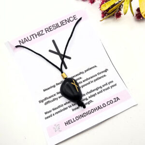 Shungite Rune Necklace – Nauthiz (Resilience)
