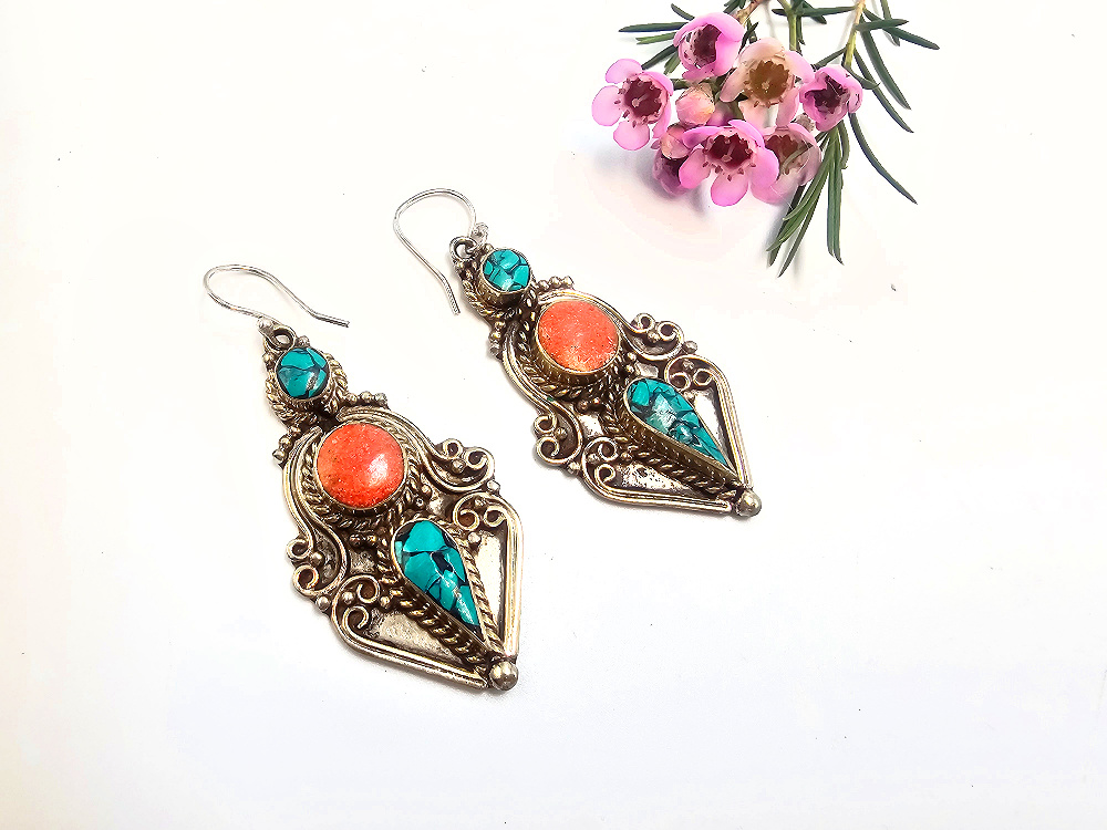 Tibetan Earrings – Desert Bloom Tibetan Earrings – Desert Bloom
