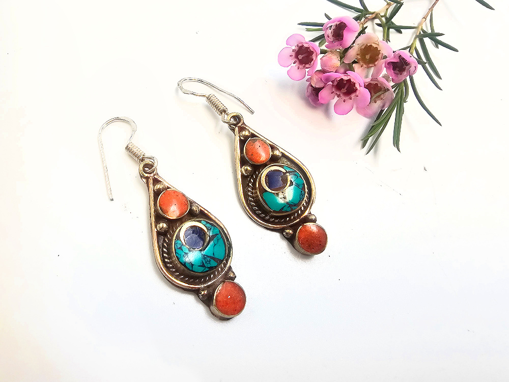 Tibetan Earrings - Nomad Moon Tibetan Earrings - Nomad Moon