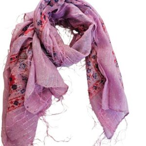 Vintage Indian Cotton Scarf – Bright Pink Blossom