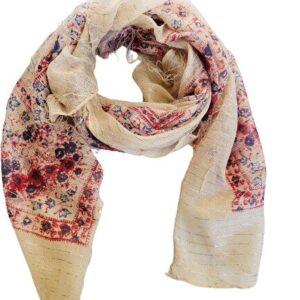 Vintage Indian Cotton Scarf – Cream Blossom