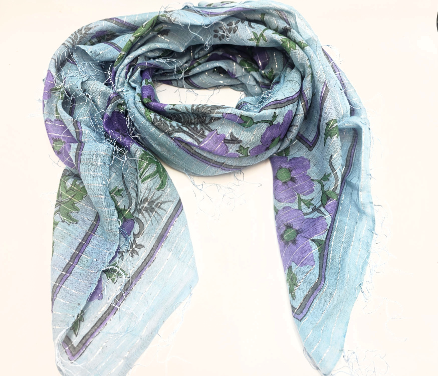 Vintage Indian Cotton Scarf – Purple Wild Petals Vintage Indian Cotton Scarf